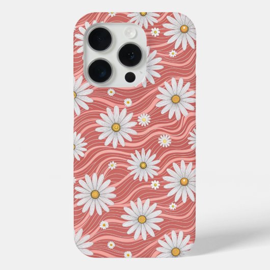 Wavy Pink Daisies Case-Mate iPhone Hülle (Rückseite)