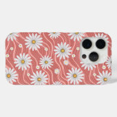 Wavy Pink Daisies Case-Mate iPhone Hülle (Rückseite (Horizontal))