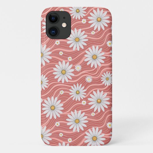 Wavy Pink Daisies Case-Mate iPhone Hülle (Rückseite)