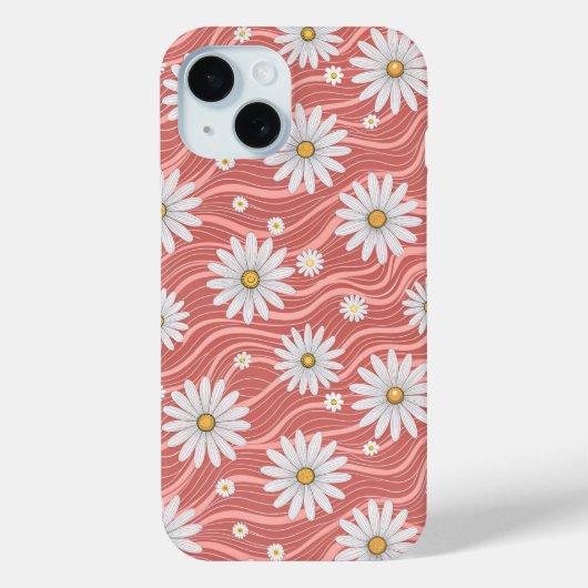Wavy Pink Daisies Case-Mate iPhone Hülle (Rückseite)