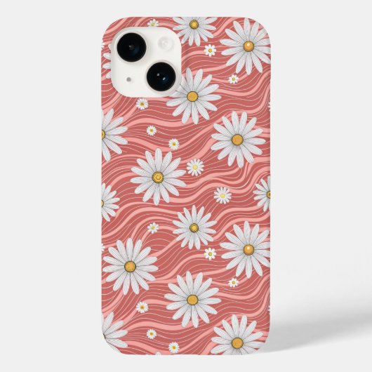 Wavy Pink Daisies Case-Mate iPhone Hülle (Rückseite)