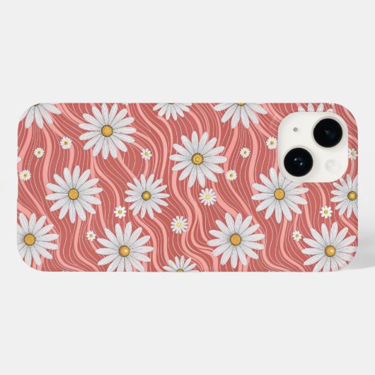 Wavy Pink Daisies Case-Mate iPhone Hülle (Rückseite (Horizontal))