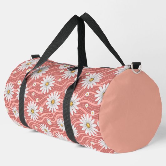 Wavy Pink Daisies Duffle Bag (Linke Ecke)