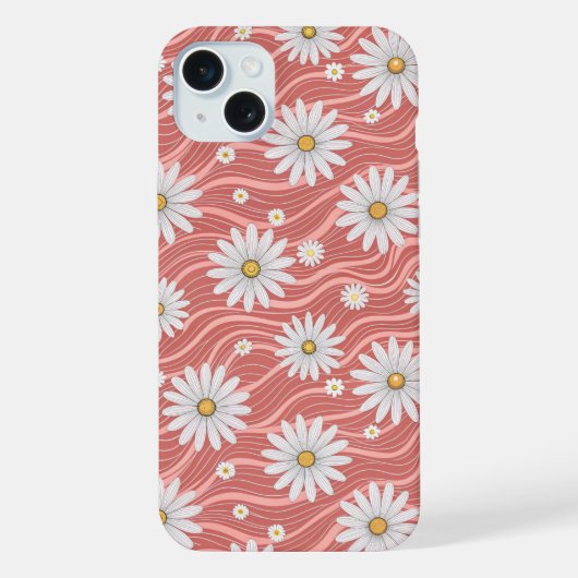 Wavy Pink Daisies iPhone Hülle (Rückseite)