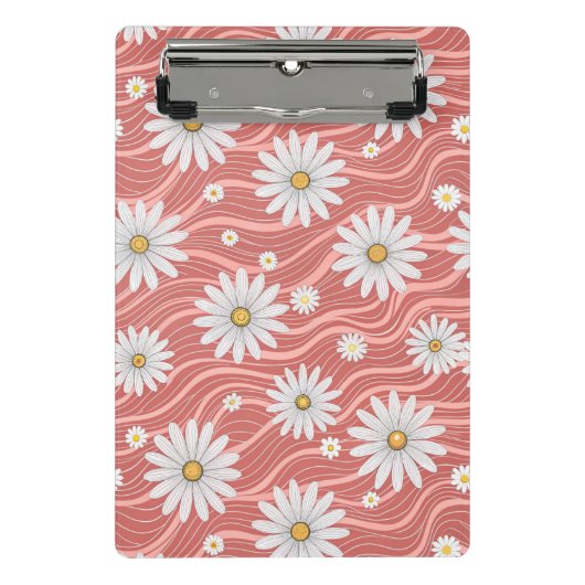 Wavy Pink Daisies Mini Klemmbrett (Vorderseite)