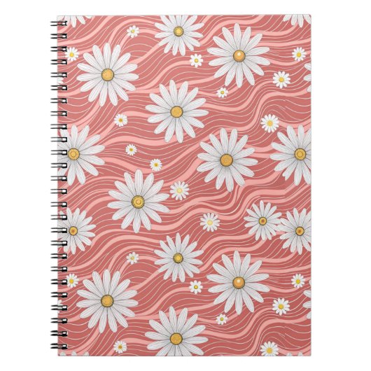 Wavy Pink Daisies Notizblock (Vorderseite)