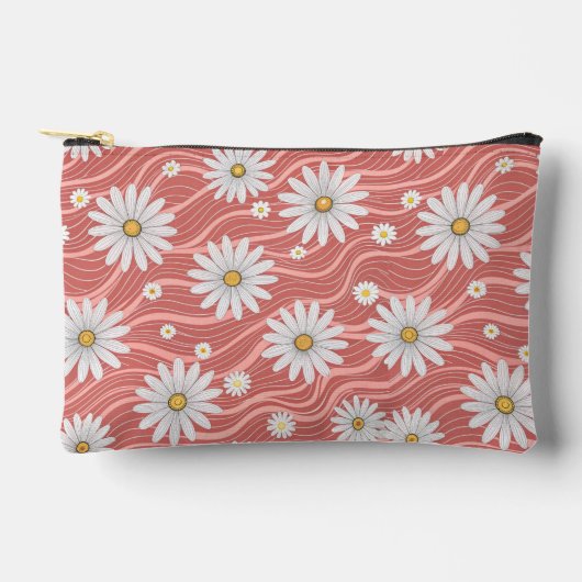 Wavy Pink Daisies Zubehörtasche (Vorderseite)