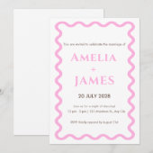 Wavy Pink Doodle Einladung (Vorne/Hinten)