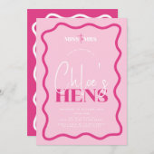 Wavy Pink Hens Party Einladung - Sonny (Vorne/Hinten)