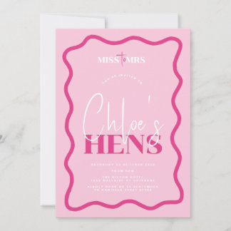 Wavy Pink Hens Party Einladung - Sonny
