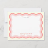 Wavy Pink Lines Girls Personalisiert flach Mitteilungskarte (Vorderseite)