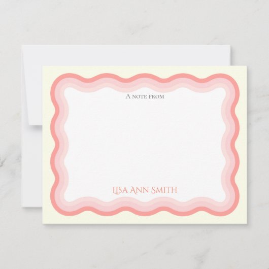 Wavy Pink Lines Girls Personalisiert flach Mitteilungskarte (Vorderseite)