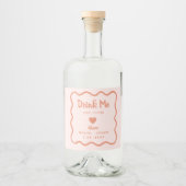 Wavy Pink Pastel Drink me Lovepotion Hochzeit Alkoholflaschenetikett (Vorderseite)