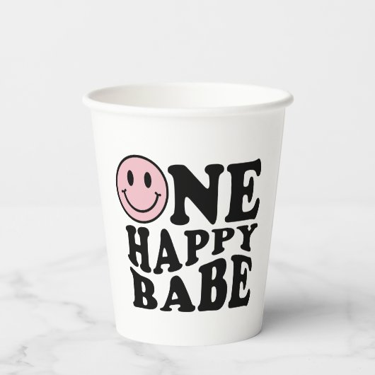 Wavy Pink Preppy Lächeln Ein Happy Babe Pappbecher