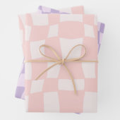 Wavy Pink und Lila, kariertes Muster Geschenkpapier Set (Beispiel)