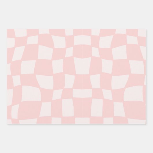 Wavy Pink und Lila, kariertes Muster Geschenkpapier Set (Vorderseite)