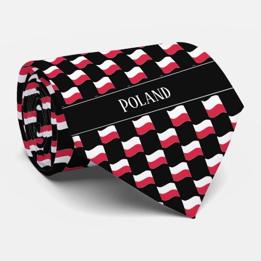 Wavy Poland Flaggenmuster Krawatte (Gerollt)