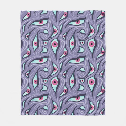 Wavy Psychedelischer Horror - Lila Eye Pattern Fleecedecke (Vorderseite)