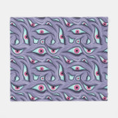 Wavy Psychedelischer Horror - Lila Eye Pattern Fleecedecke (Vorderseite (Horizontal))