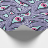 Wavy Psychedelischer Horror - Lila Eye Pattern Geschenkpapier (Ecke)