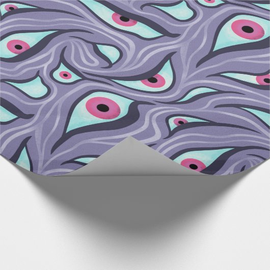 Wavy Psychedelischer Horror - Lila Eye Pattern Geschenkpapier (Ecke)
