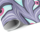 Wavy Psychedelischer Horror - Lila Eye Pattern Geschenkpapier (Rolleneckpunkt)