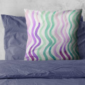 Wavy purple and green watercolor lines kissen