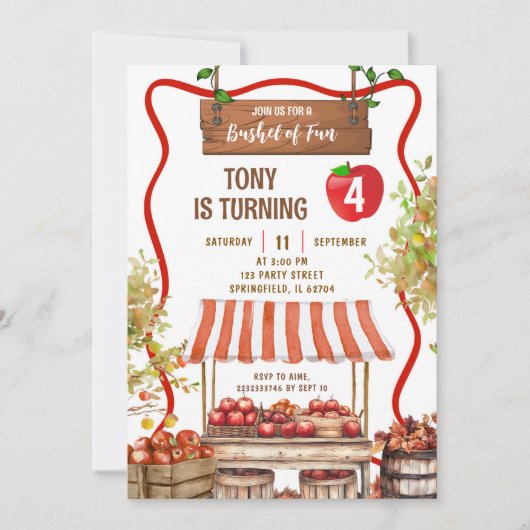 Wavy Quirky Orchard Patch Gender Neutral Geburtsta Einladung (Vorderseite)