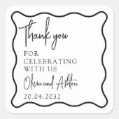 Wavy Rahmen, Wavy Grenze, Hochzeit Danke Sticker (Vorderseite)