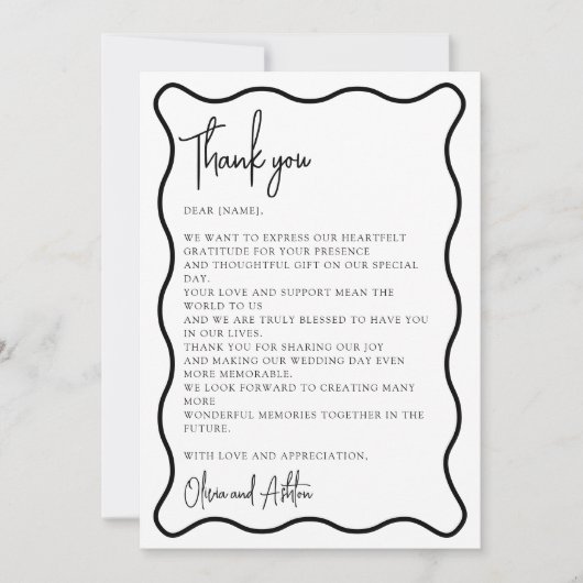 Wavy Rahmen, Wavy Rahmen, modern, danke Karte (Vorderseite)