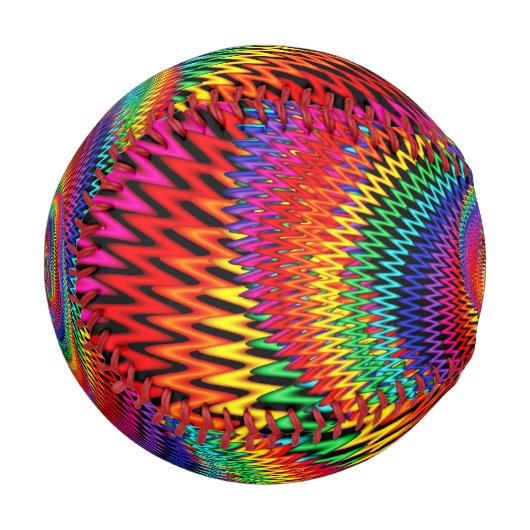 Wavy Rainbow Spiral Fraktal Baseball (Vorderseite Links)