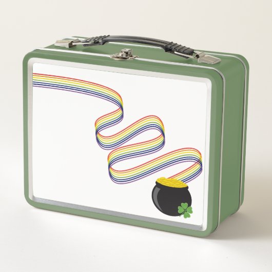 Wavy Rainbow Stripes Leading to Pot of Gold Metall Brotdose (Vorderseite)