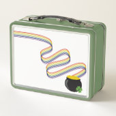 Wavy Rainbow Stripes Leading to Pot of Gold Metall Brotdose (Rückseite)