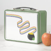 Wavy Rainbow Stripes Leading to Pot of Gold Metall Brotdose (Beispiel)