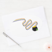 Wavy Rainbow Stripes Leading to Pot of Gold Ovaler Aufkleber (Umschlag)