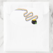 Wavy Rainbow Stripes Leading to Pot of Gold Ovaler Aufkleber (Tasche)