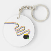 Wavy Rainbow Stripes Leading to Pot of Gold Schlüsselanhänger (Rückseite)