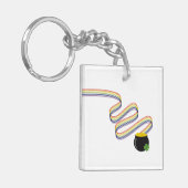 Wavy Rainbow Stripes Leading to Pot of Gold Schlüsselanhänger (Vorderseite links)