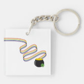 Wavy Rainbow Stripes Leading to Pot of Gold Schlüsselanhänger (Rückseite)