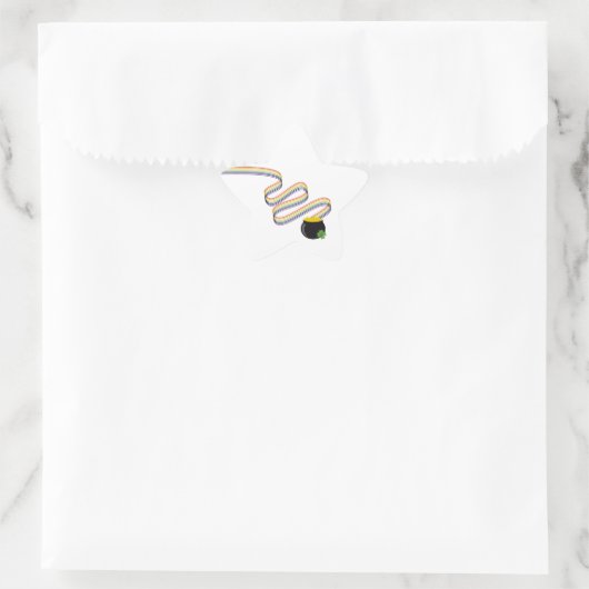 Wavy Rainbow Stripes Leading to Pot of Gold Stern-Aufkleber (Tasche)