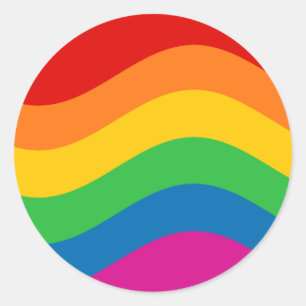 Wavy Rainbow Stripes Runder Aufkleber