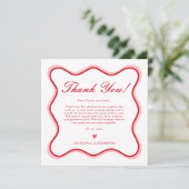 Wavy Red and White Colorful Funky Wedding Dankeskarte (Stehend Vorderseite)