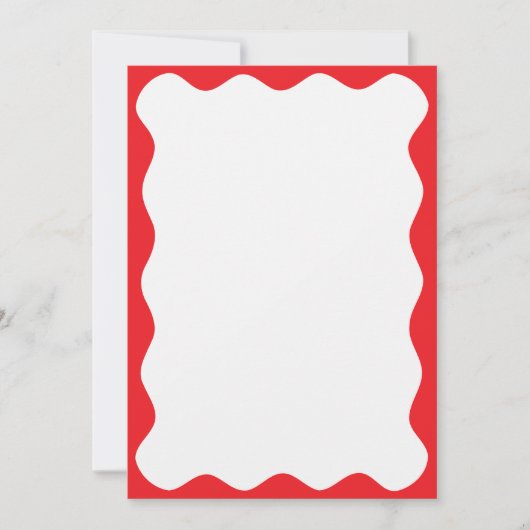 Wavy Red Border Christmas Blank Custom Text Einladung (Vorderseite)