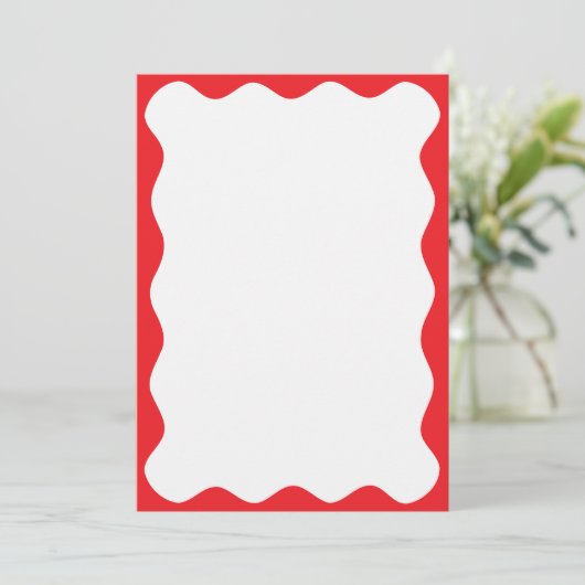 Wavy Red Border Christmas Blank Custom Text Einladung (Stehend Vorderseite)