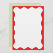 Wavy Red Border Christmas Blank Custom Text Einladung (Vorne/Hinten)