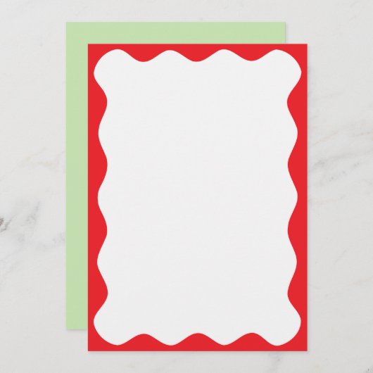 Wavy Red Border Christmas Blank Custom Text Einladung (Vorne/Hinten)