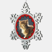 Wavy Red Border Foto Snowflake Ornament (Rechts)
