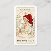 Wavy Red Hair Nail Tech Tarot Social Media QR Visitenkarte (Vorderseite)