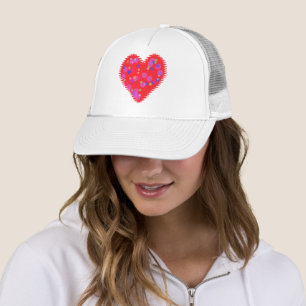 Wavy Red Heart and Circles Truckerkappe