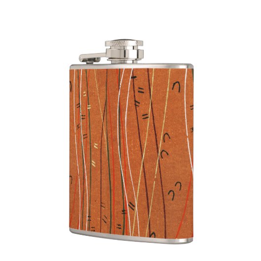 Wavy Red Strips: Moderne japanische Abstrakte Kuns Flachmann (Links)